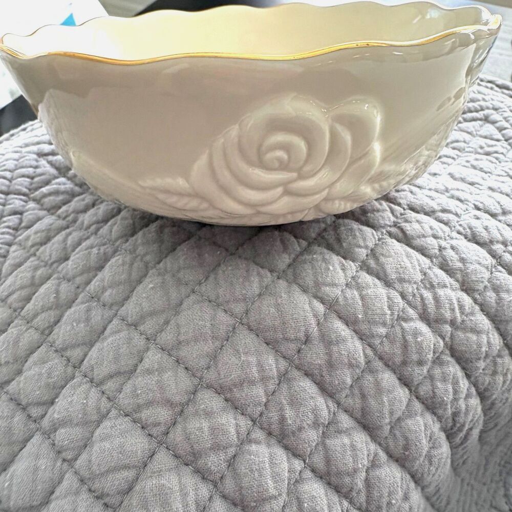 Lenox Rose Blossom Ivory Candy Dish w/ Gold Trim – 1980s Vintage - Picture 6 of 10